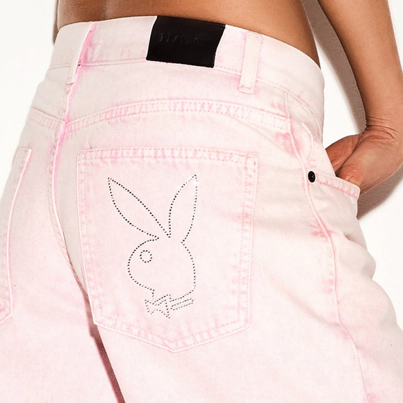 NWT Playboy Jeans Size 29 Pink Denim Wide Leg - Picture 2 of 5